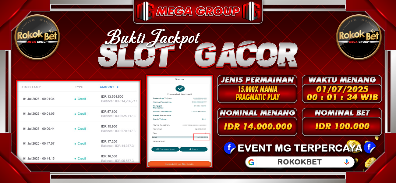 Bukti JP situs Rokokbet hari Selasa, 01 Juli 2025
