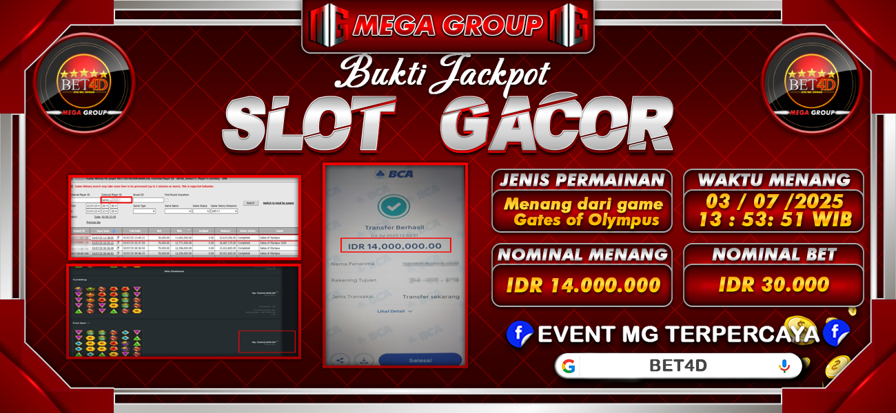 Bukti JP situs Bet4D hari Jumat, 04 Juli 2025
