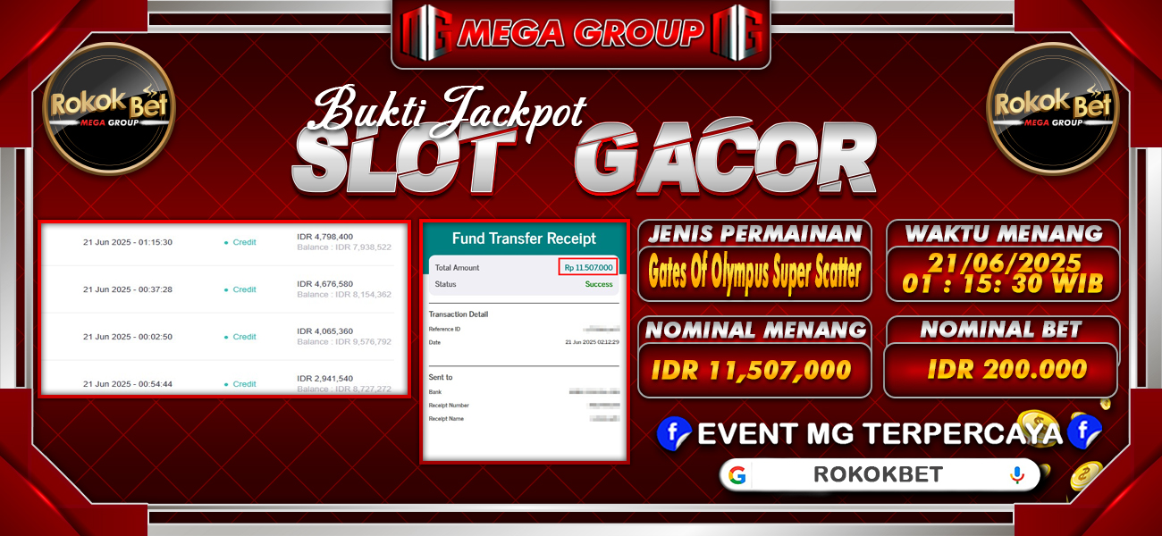 Bukti JP situs Rokokbet hari Sabtu, 21 Juni 2025