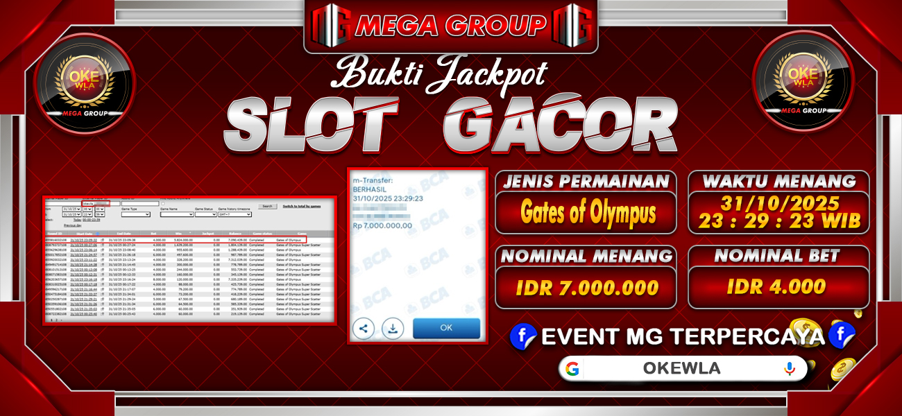 Bukti JP situs Okewla hari Jumat, 31 Oktober 2025