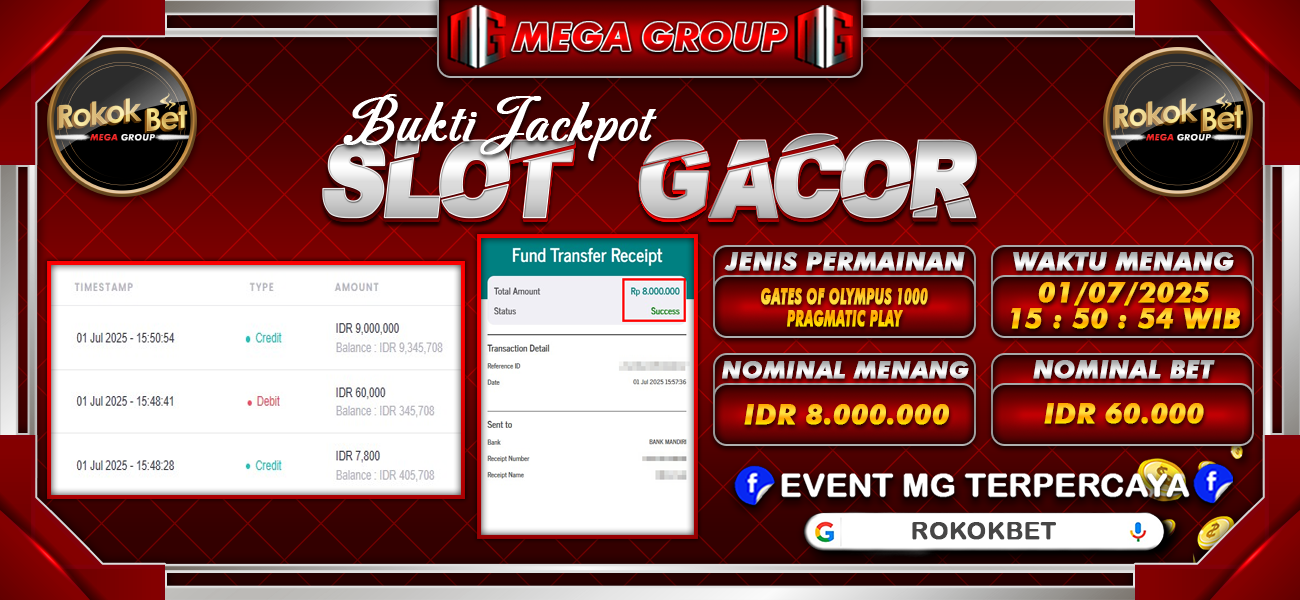 Bukti JP situs Rokokbet hari Selasa, 01 Juli 2025