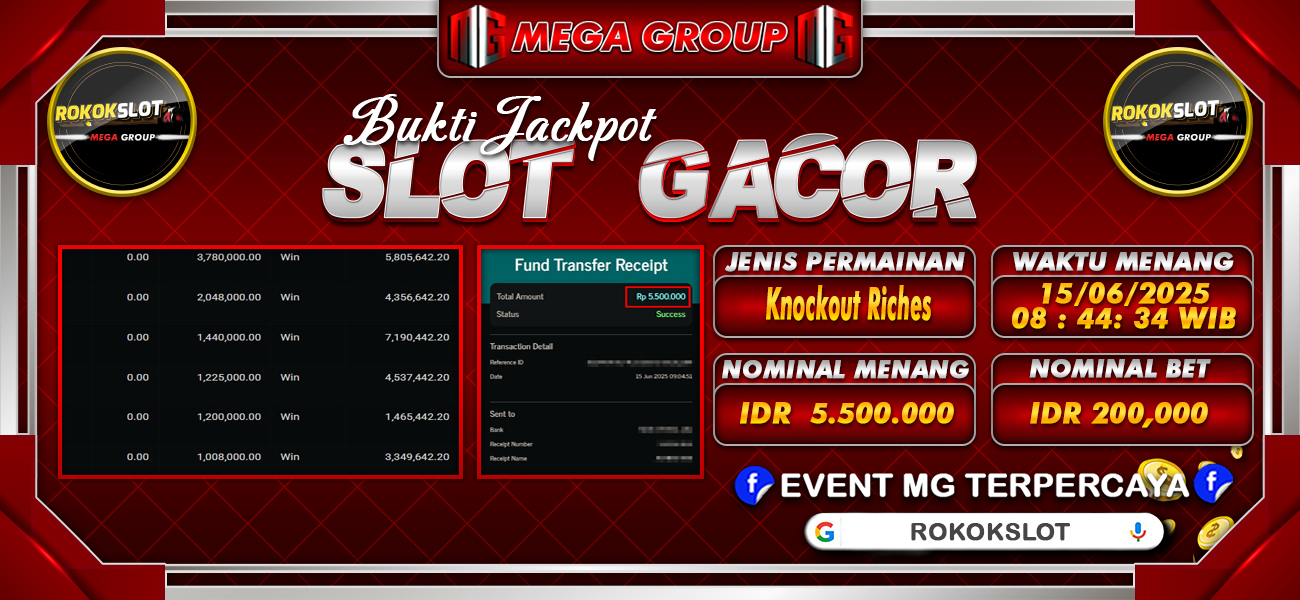 Bukti JP situs Rokokslot hari Senin, 23 Juni 2025