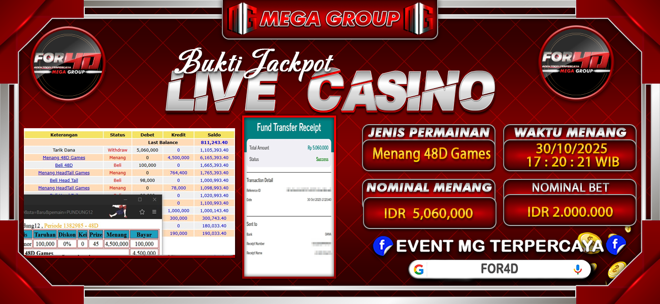 Bukti JP situs For4D hari Kamis, 30 Oktober 2025