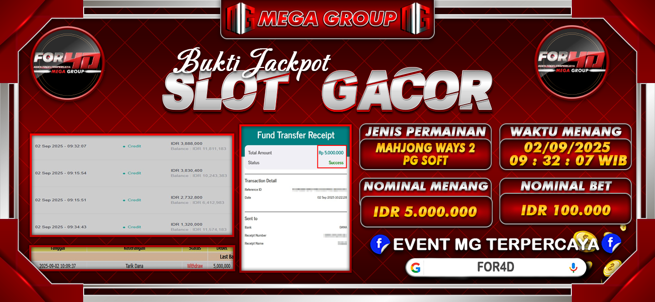 Bukti JP situs For4D hari Selasa, 02 September 2025