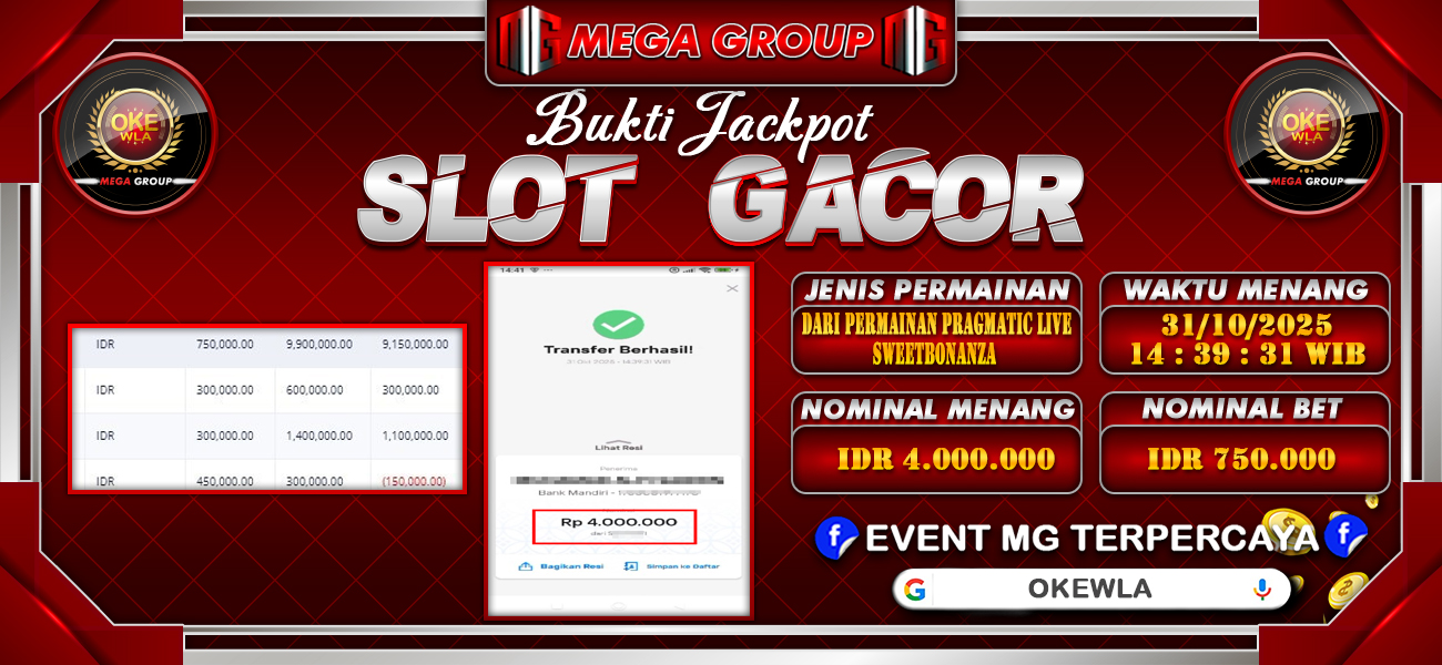 Bukti JP situs Okewla hari Jumat, 31 Oktober 2025