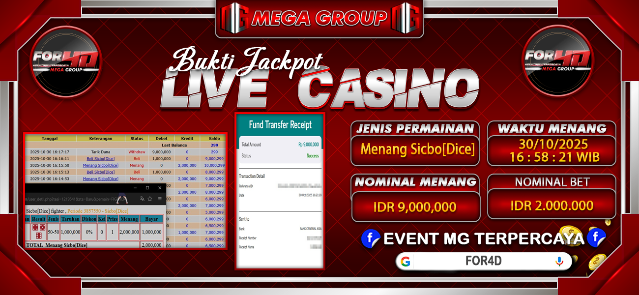 Bukti JP situs For4D hari Kamis, 30 Oktober 2025