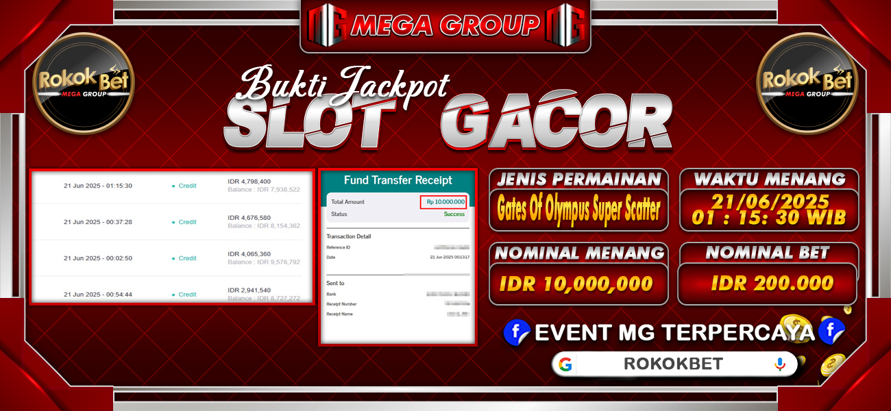Bukti JP situs Rokokbet hari Sabtu, 21 Juni 2025