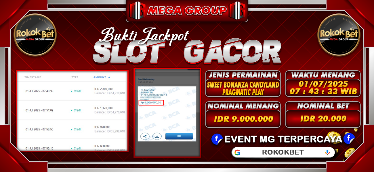 Bukti JP situs Rokokbet hari Selasa, 01 Juli 2025