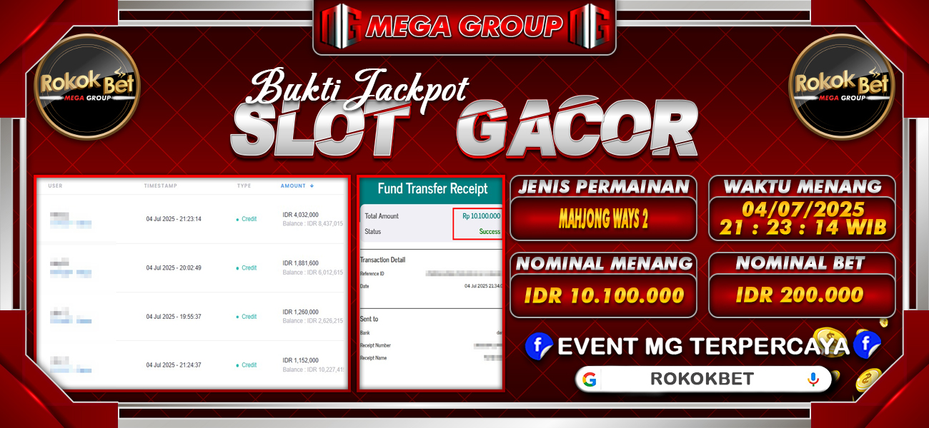 Bukti JP situs Rokokbet hari Sabtu, 05 Juli 2025