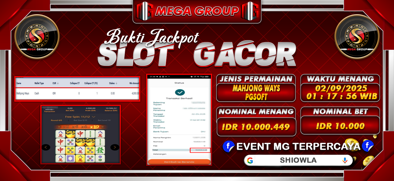Bukti JP situs Shiowla hari Selasa, 02 September 2025