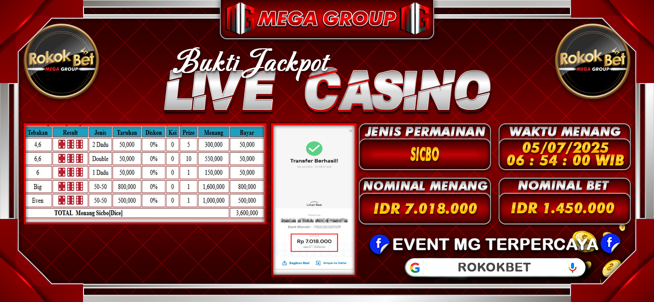 Bukti JP situs Rokokbet hari Sabtu, 05 Juli 2025