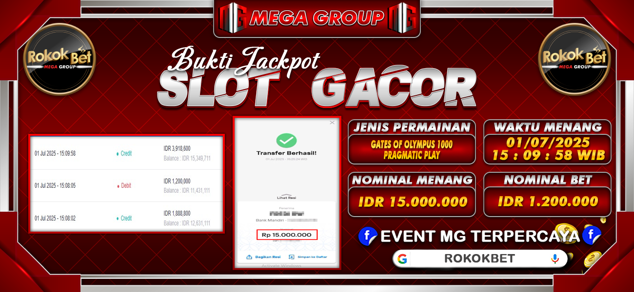 Bukti JP situs Rokokbet hari Selasa, 01 Juli 2025