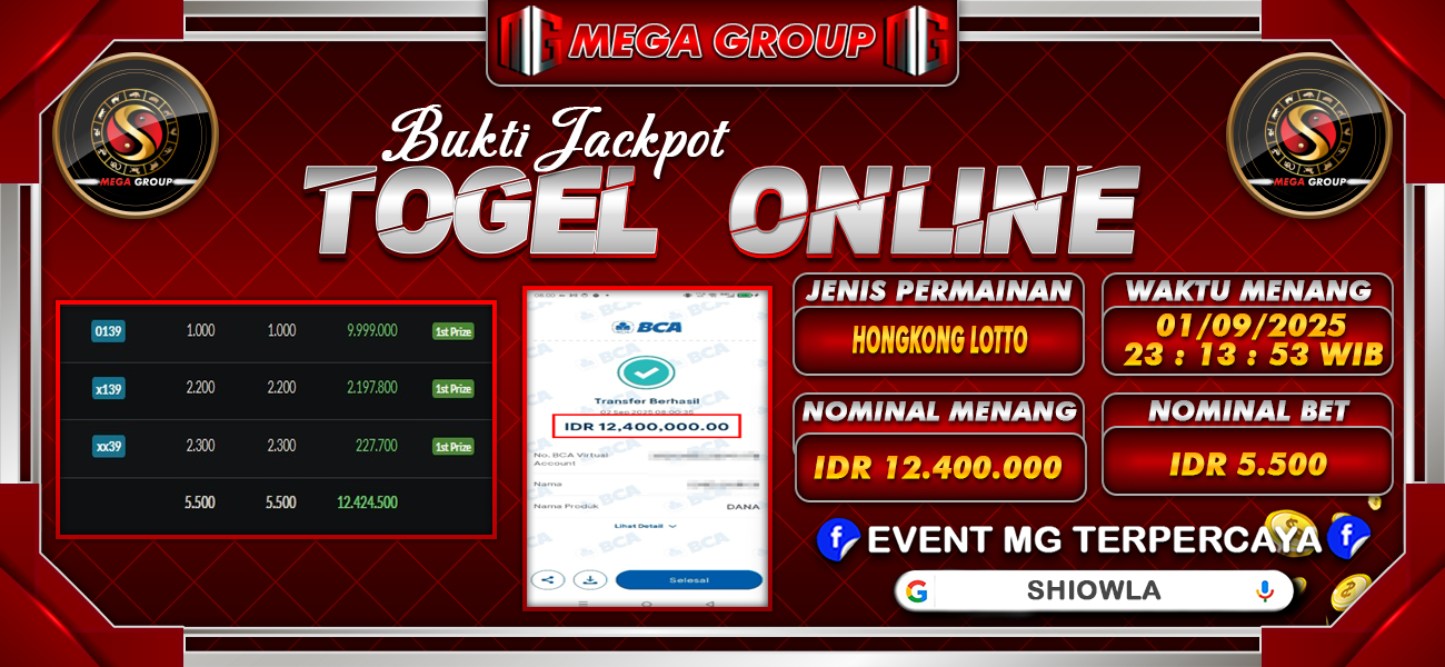 Bukti JP situs Shiowla hari Selasa, 02 September 2025