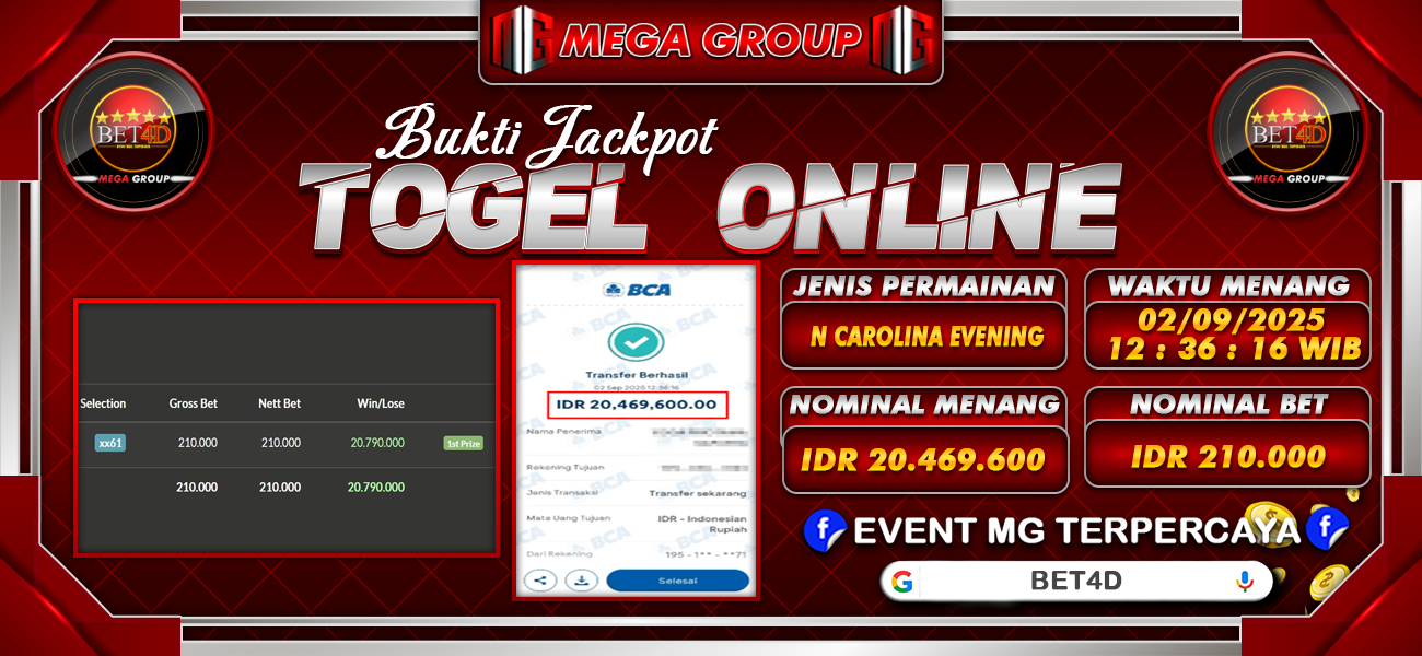 Bukti JP situs Bet4D hari Selasa, 02 September 2025