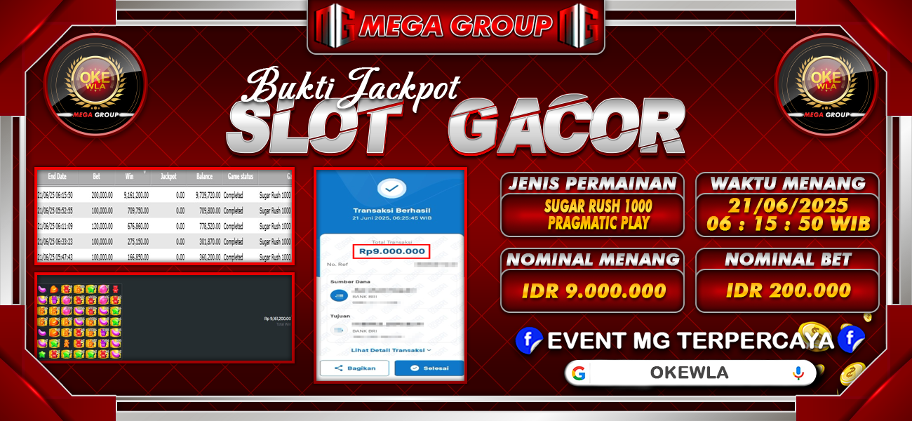 Bukti JP situs Okewla hari Sabtu, 21 Juni 2025