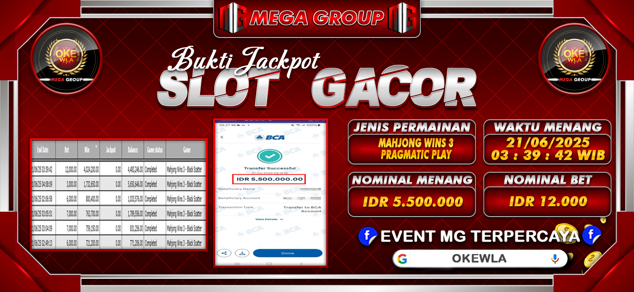 Bukti JP situs Okewla hari Sabtu, 21 Juni 2025