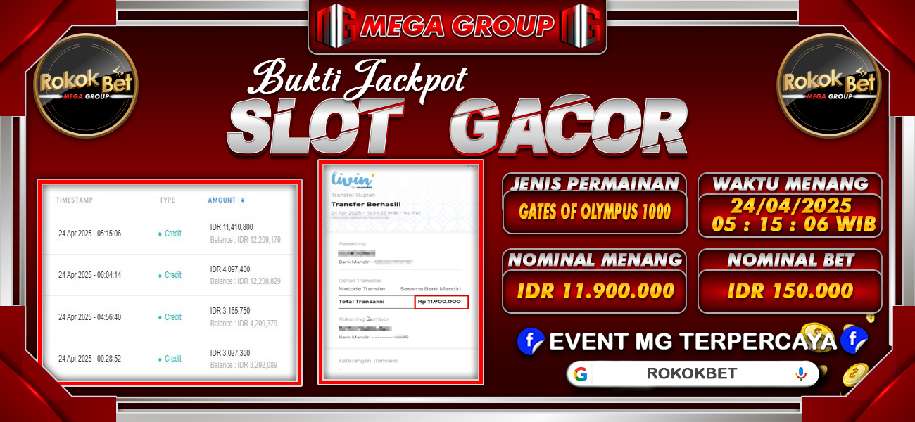 Bukti JP situs Rokokbet hari Kamis, 24 April 2025