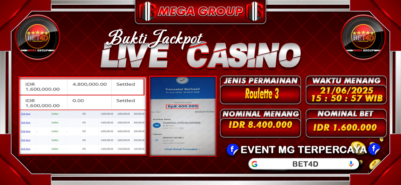 Bukti JP situs Bet4D hari Minggu, 22 Juni 2025