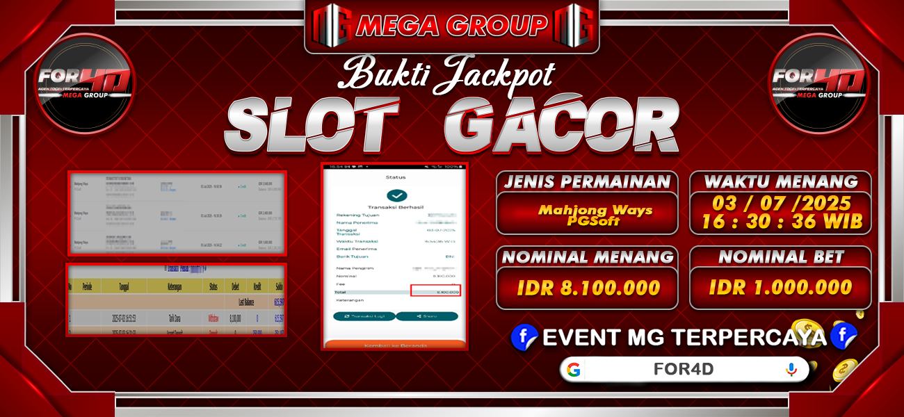 Bukti JP situs For4D hari Jumat, 04 Juli 2025