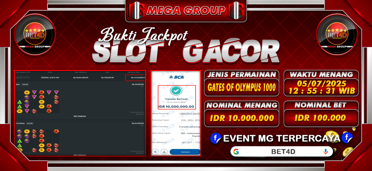 Bukti JP situs Bet4D hari Sabtu, 05 Juli 2025