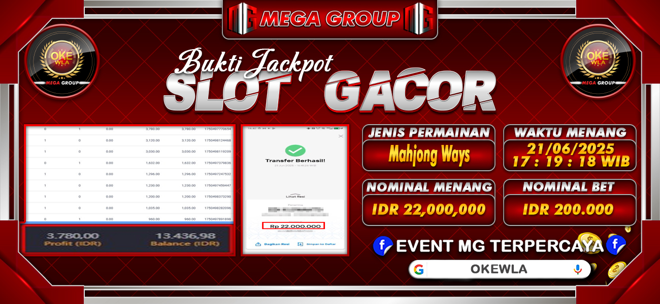 Bukti JP situs Okewla hari Minggu, 22 Juni 2025