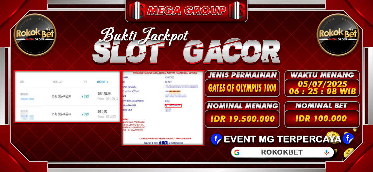Bukti JP situs Rokokbet hari Sabtu, 05 Juli 2025