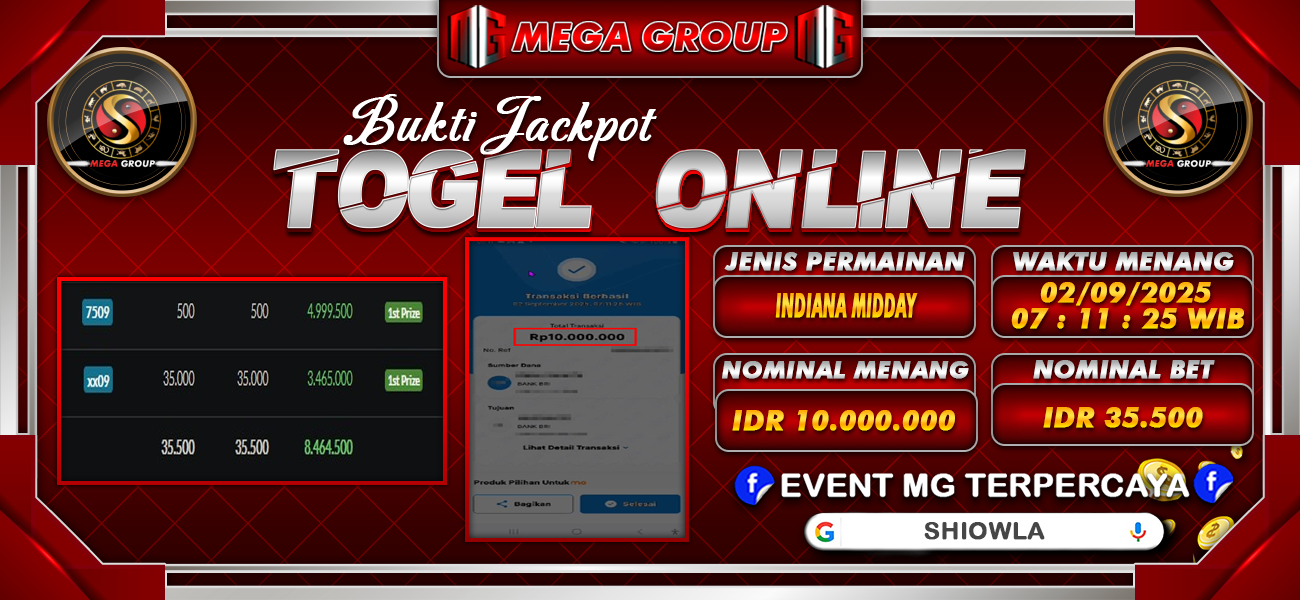 Bukti JP situs Shiowla hari Selasa, 02 September 2025