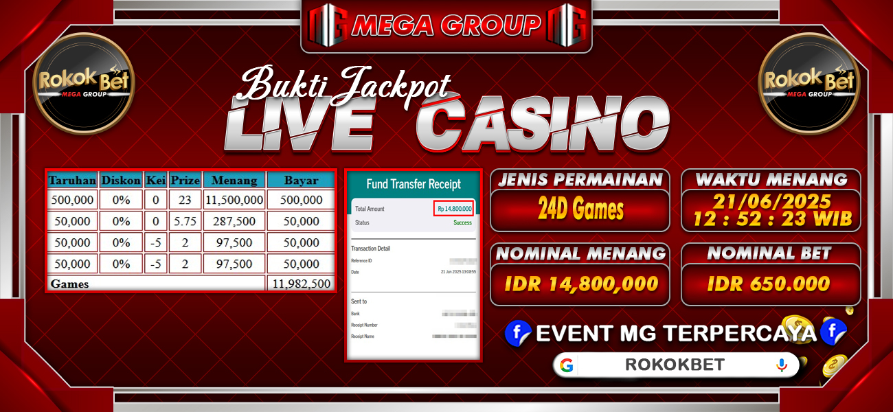 Bukti JP situs Rokokbet hari Minggu, 22 Juni 2025